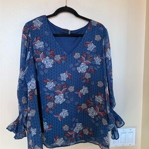 1. State Blue Floral Blouse